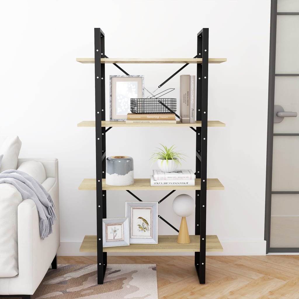 Libreria 4 Ripiani Rovere Sonoma 80x30x140 cm Legno Multistrato | homemem39