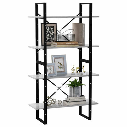 Libreria 4 Ripiani Grigio Cemento 80x30x140cm Legno Multistrato