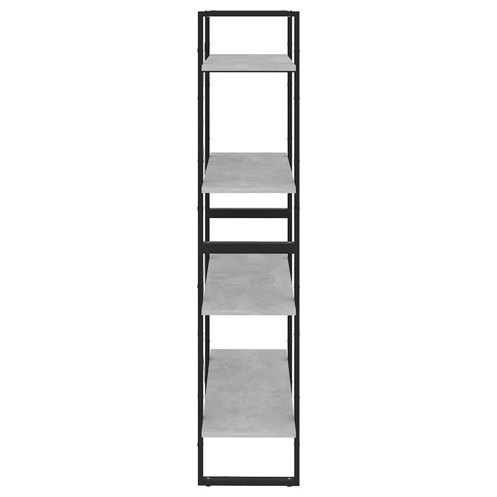 Libreria 4 Ripiani Grigio Cemento 80x30x140cm Legno Multistrato