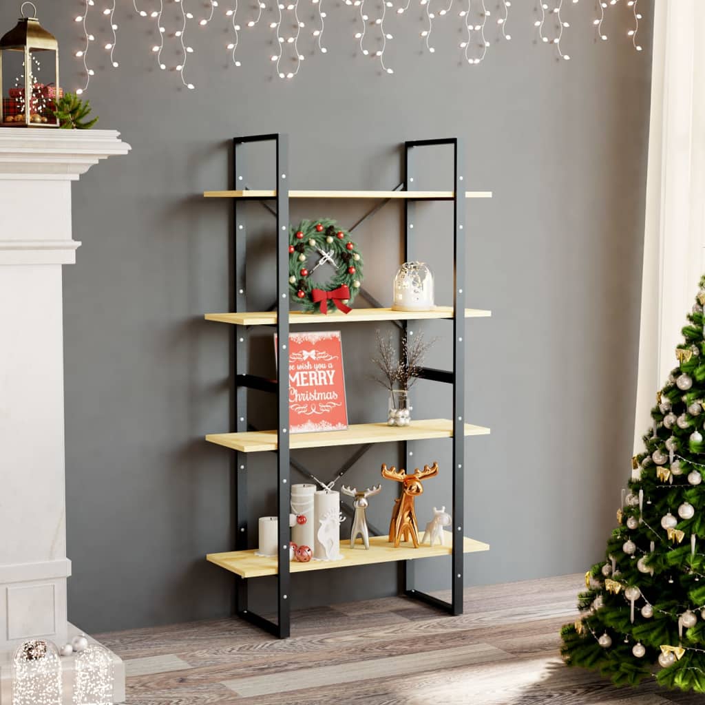 Libreria a 4 Ripiani 80x30x140 cm in Legno Massello di Pino | homemem39
