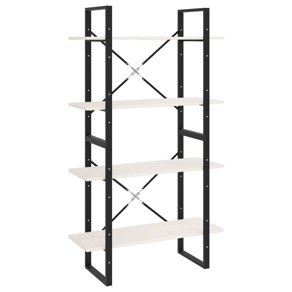 Libreria a 4 Ripiani Bianca 80x30x140 cm in Massello di Pino | homemem39