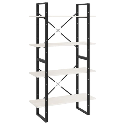 Libreria a 4 Ripiani Bianca 80x30x140 cm in Massello di Pino | homemem39