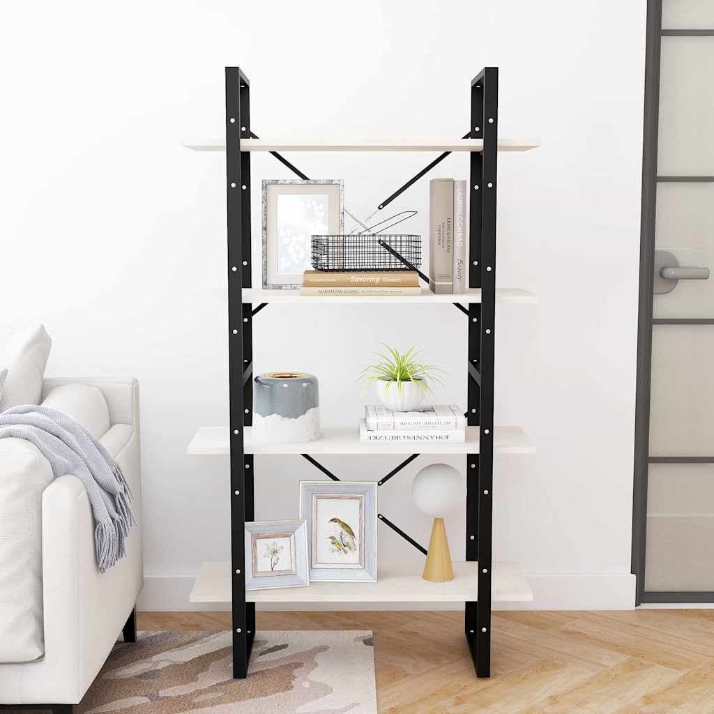Libreria a 4 Ripiani Bianca 80x30x140 cm in Massello di Pino | homemem39