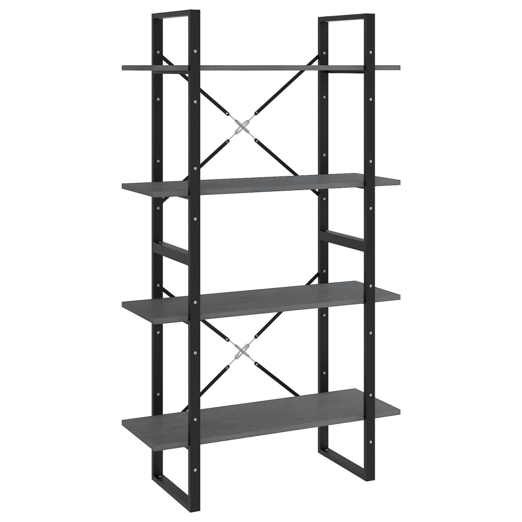 Libreria a 4 Ripiani Grigia 80x30x140 cm in Massello di Pino | homemem39