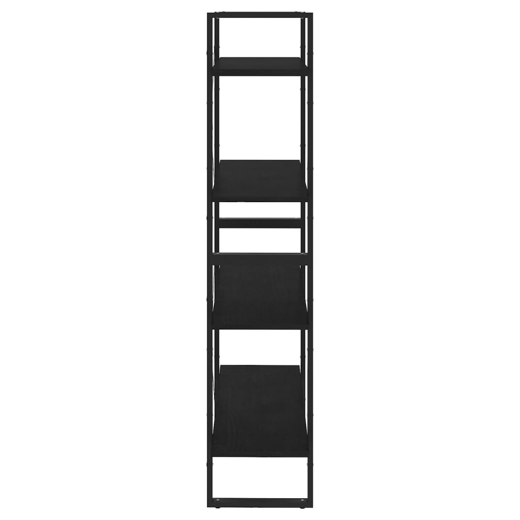 Libreria a 4 Ripiani Nera 80x30x140 cm in Massello di Pino | homemem39