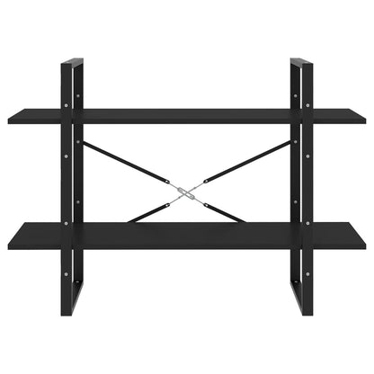 Libreria a 2 Ripiani Nera 100x30x70 cm in Legno Multistrato