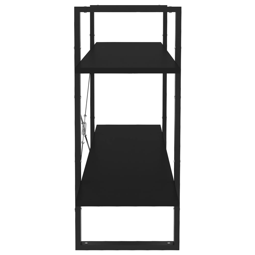 Libreria a 2 Ripiani Nera 100x30x70 cm in Legno Multistrato