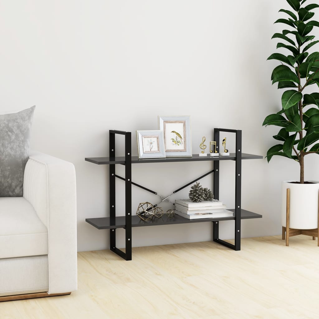 Libreria a 2 Ripiani Grigia 100x30x70 cm in Legno Multistrato | homemem39