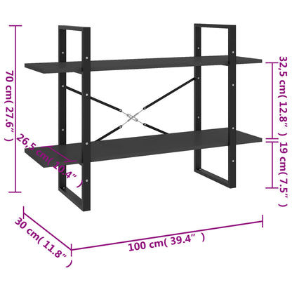 Libreria a 2 Ripiani Grigia 100x30x70 cm in Legno Multistrato | homemem39