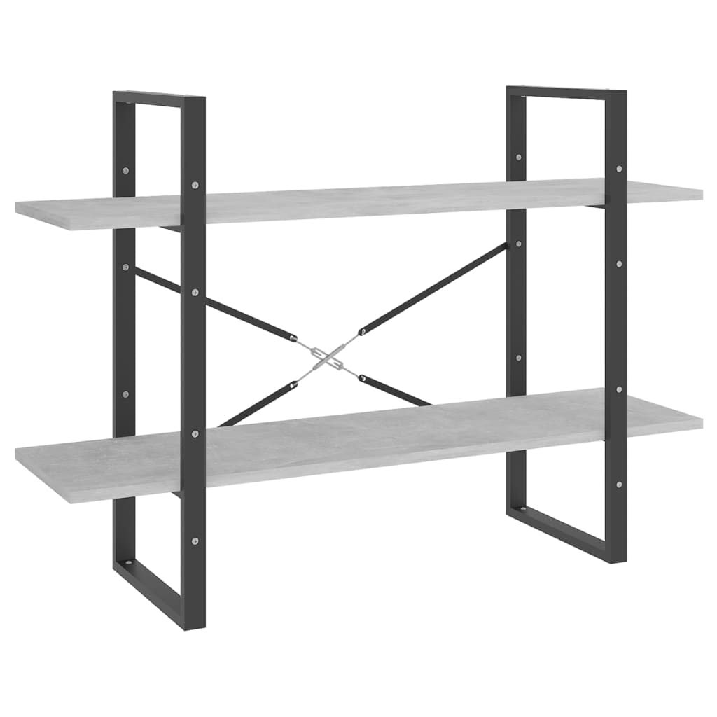 Libreria 2 Ripiani Grigio Cemento 100x30x70cm Legno Multistrato | homemem39