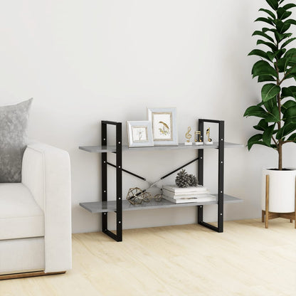 Libreria 2 Ripiani Grigio Cemento 100x30x70cm Legno Multistrato | homemem39