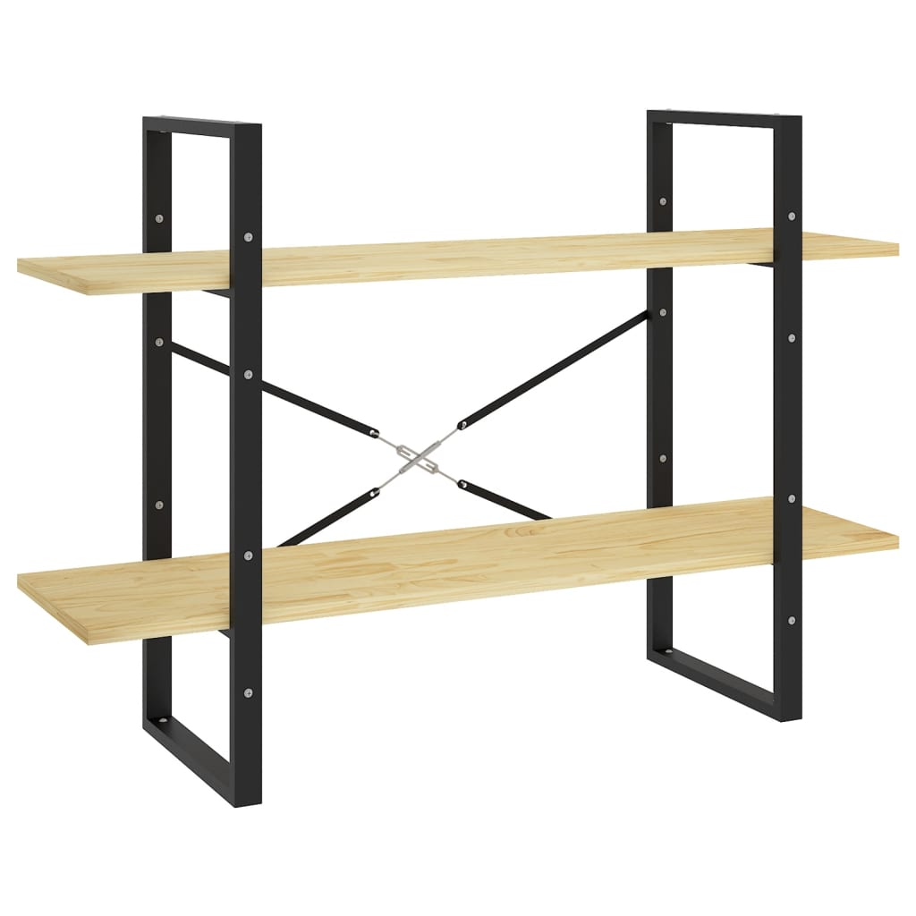 Libreria a 2 Ripiani 100x30x70 cm in Legno Massello di Pino | homemem39
