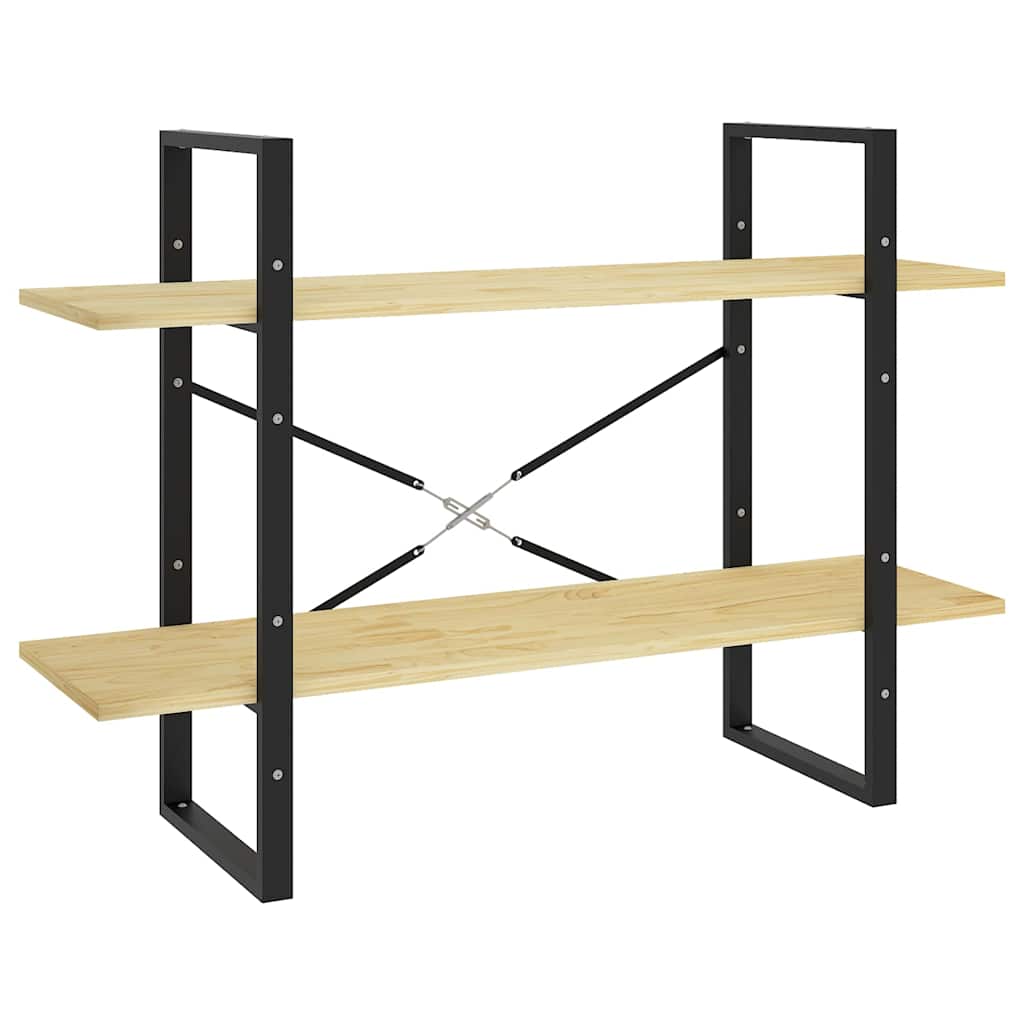 Libreria a 2 Ripiani 100x30x70 cm in Legno Massello di Pino