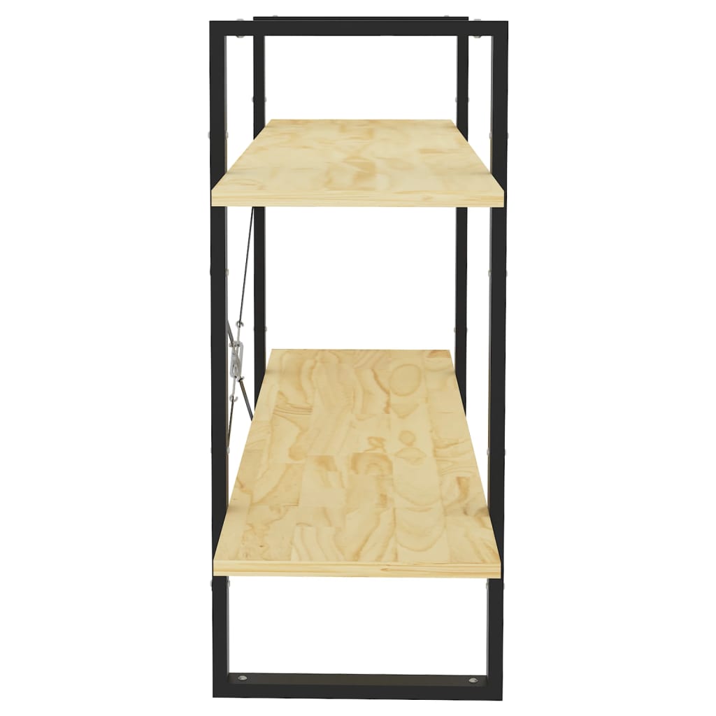 Libreria a 2 Ripiani 100x30x70 cm in Legno Massello di Pino | homemem39