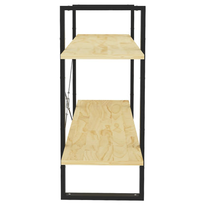 Libreria a 2 Ripiani 100x30x70 cm in Legno Massello di Pino | homemem39