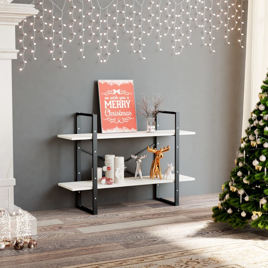 Libreria a 2 Ripiani Bianca 100x30x70 cm in Massello di Pino | homemem39