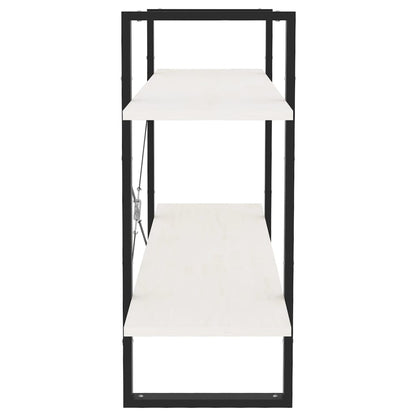 Libreria a 2 Ripiani Bianca 100x30x70 cm in Massello di Pino | homemem39