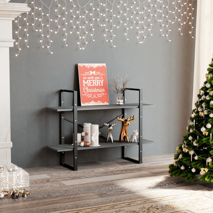 Libreria a 2 Ripiani Grigia 100x30x70 cm in Massello di Pino | homemem39