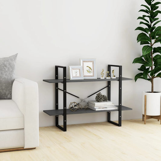 Libreria a 2 Ripiani Grigia 100x30x70 cm in Massello di Pino | homemem39