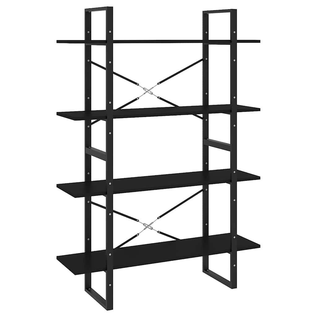 Libreria a 4 Ripiani Nera 100x30x140 cm in Legno Multistrato | homemem39