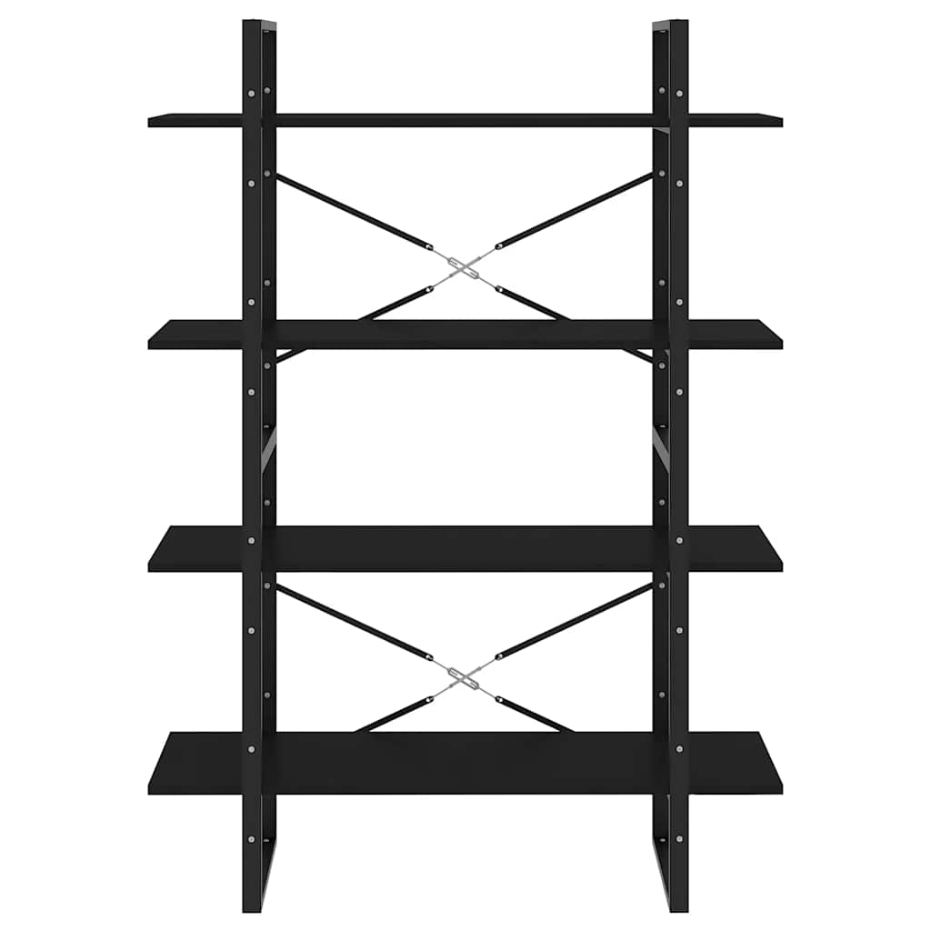 Libreria a 4 Ripiani Nera 100x30x140 cm in Legno Multistrato | homemem39
