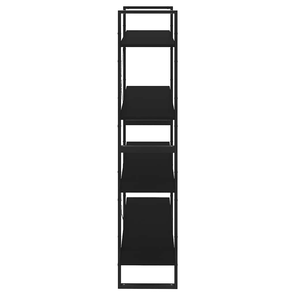 Libreria a 4 Ripiani Nera 100x30x140 cm in Legno Multistrato | homemem39