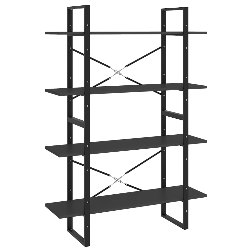 Libreria a 4 Ripiani Grigia 100x30x140 cm in Legno Multistrato | homemem39