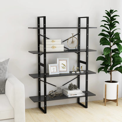 Libreria a 4 Ripiani Grigia 100x30x140 cm in Legno Multistrato | homemem39