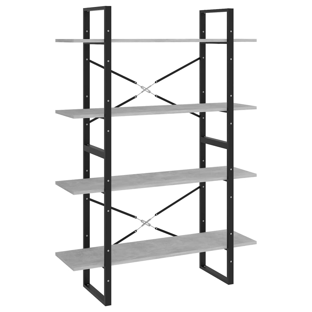 Libreria 4Ripiani Grigio Cemento 100x30x140cm Legno Multistrato | homemem39