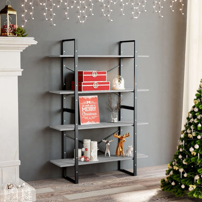 Libreria 4Ripiani Grigio Cemento 100x30x140cm Legno Multistrato | homemem39