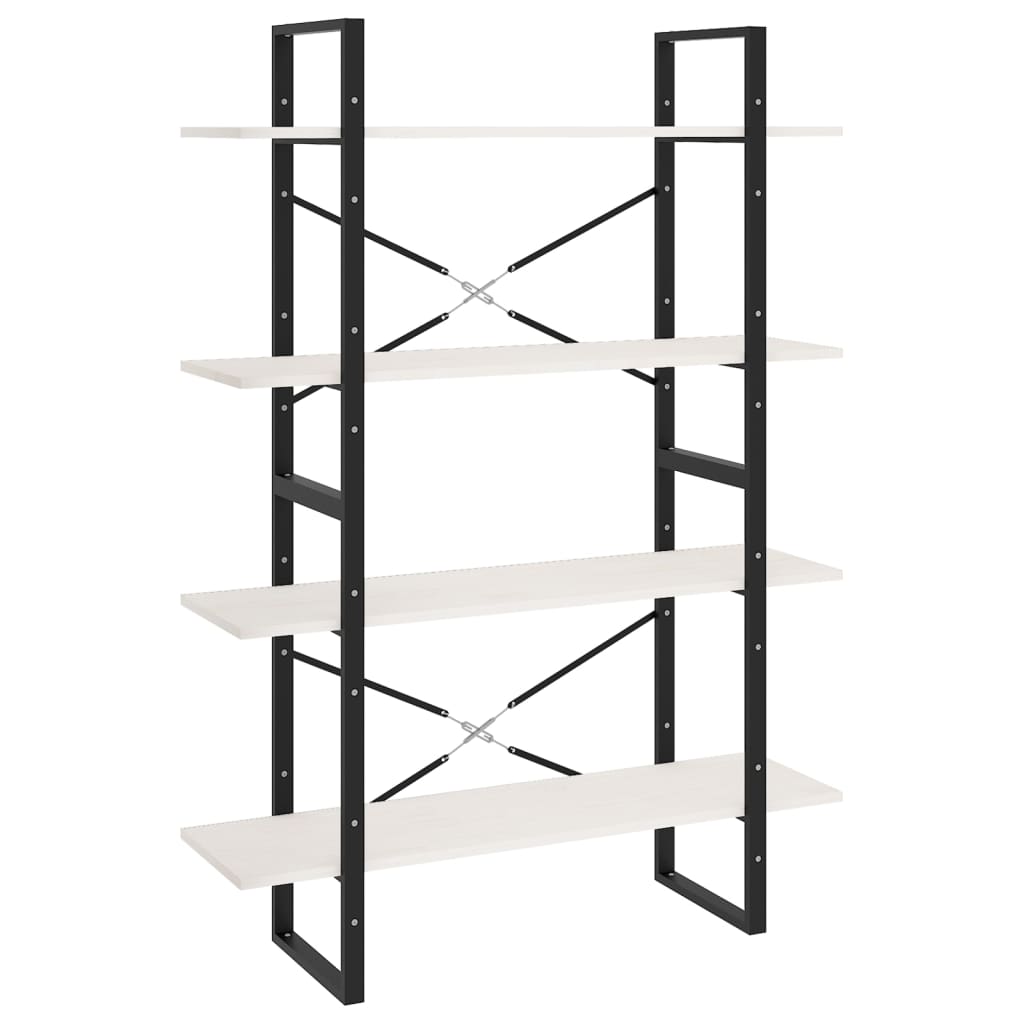 Libreria a 4 Ripiani Bianca 100x30x140 cm in Massello di Pino | homemem39