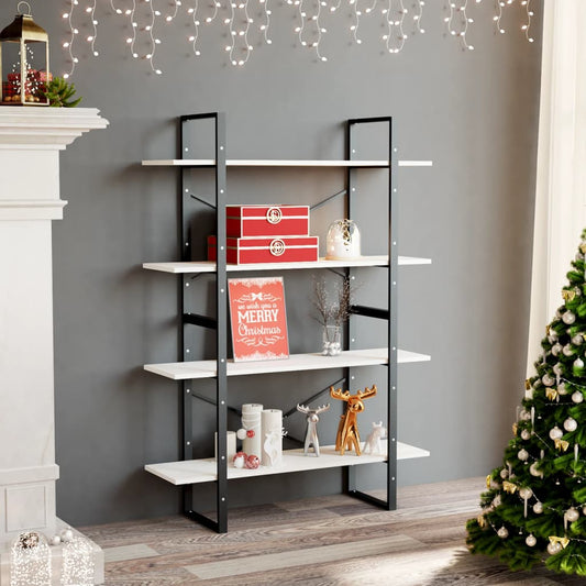 Libreria a 4 Ripiani Bianca 100x30x140 cm in Massello di Pino | homemem39
