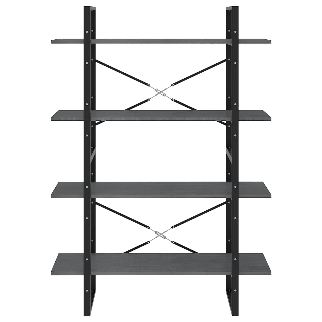 Libreria a 4 Ripiani Grigia 100x30x140 cm in Massello di Pino