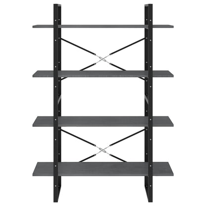 Libreria a 4 Ripiani Grigia 100x30x140 cm in Massello di Pino