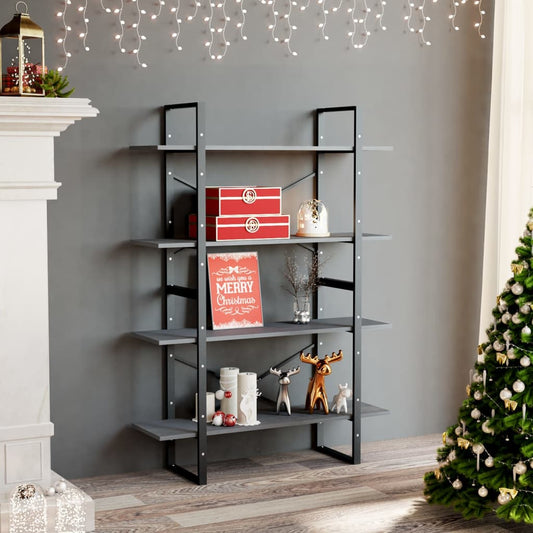 Libreria a 4 Ripiani Grigia 100x30x140 cm in Massello di Pino | homemem39