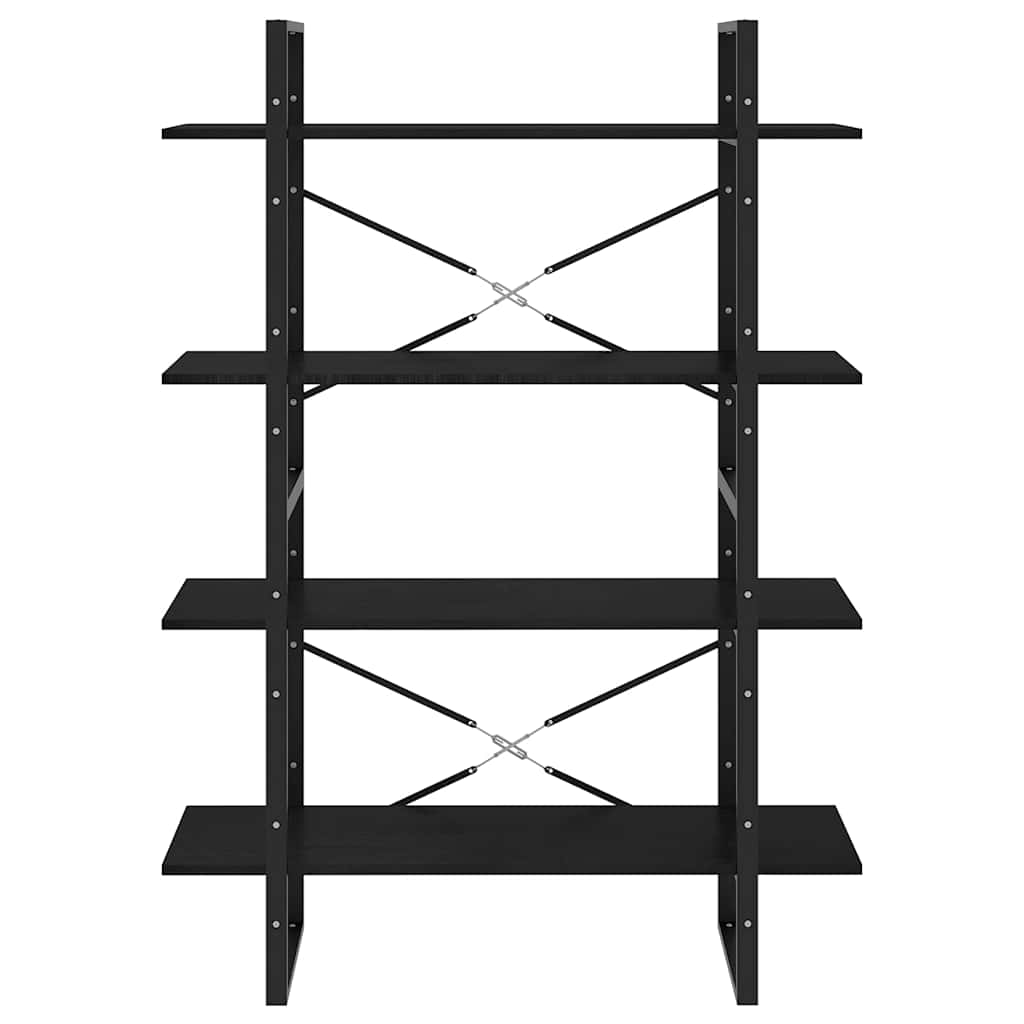 Libreria a 4 Ripiani Nera 100x30x140 cm in Massello di Pino | homemem39