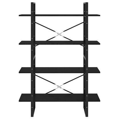 Libreria a 4 Ripiani Nera 100x30x140 cm in Massello di Pino | homemem39