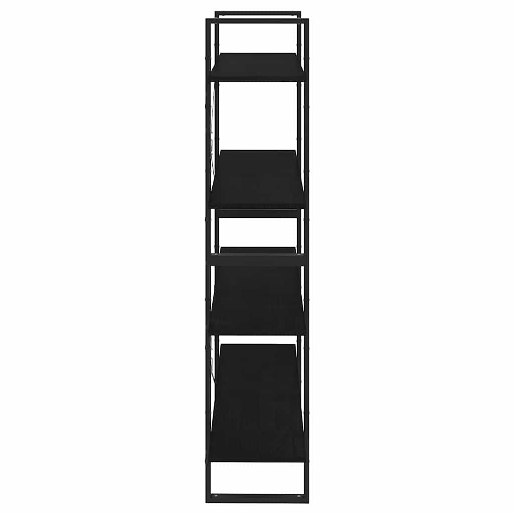 Libreria a 4 Ripiani Nera 100x30x140 cm in Massello di Pino | homemem39