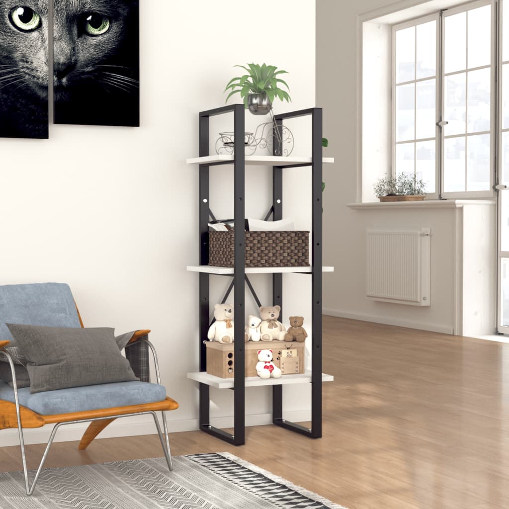 Libreria a 3 Ripiani Bianca 40x30x105 cm in Legno Multistrato | homemem39