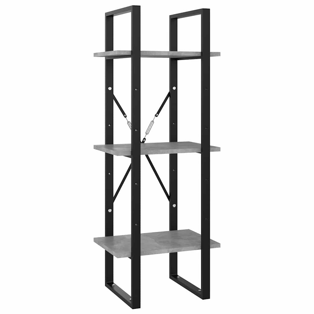Libreria 3 Ripiani Grigio Cemento 40x30x105cm Legno Multistrato