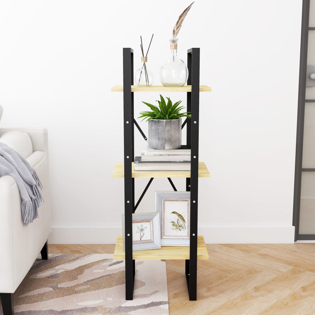 Libreria a 3 Ripiani 40x30x105 cm in Legno Massello di Pino | homemem39