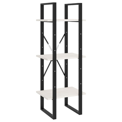 Libreria a 3 Ripiani Bianca 40x30x105 cm Legno Massello di Pino | homemem39