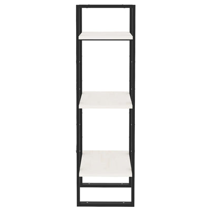 Libreria a 3 Ripiani Bianca 40x30x105 cm Legno Massello di Pino | homemem39