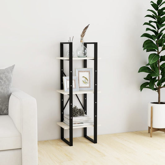 Libreria a 3 Ripiani Bianca 40x30x105 cm Legno Massello di Pino | homemem39