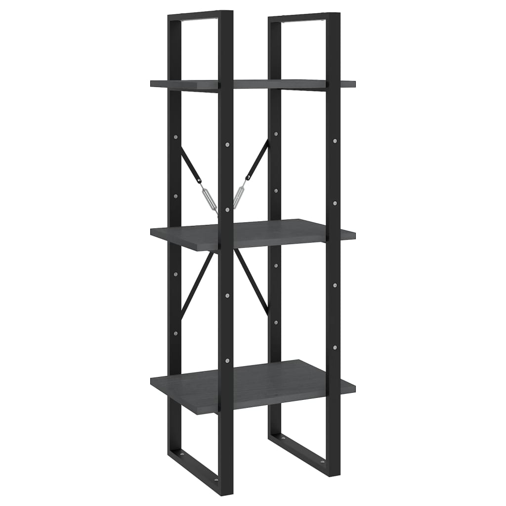 Libreria a 3 Ripiani Grigia 40x30x105 cm in Massello di Pino | homemem39