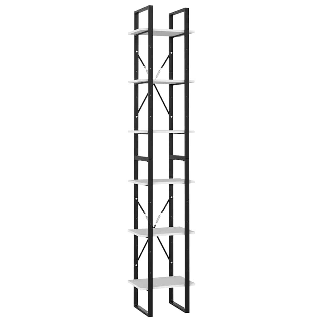 Libreria a 6 Ripiani Bianca 40x30x210 cm in Legno Multistrato