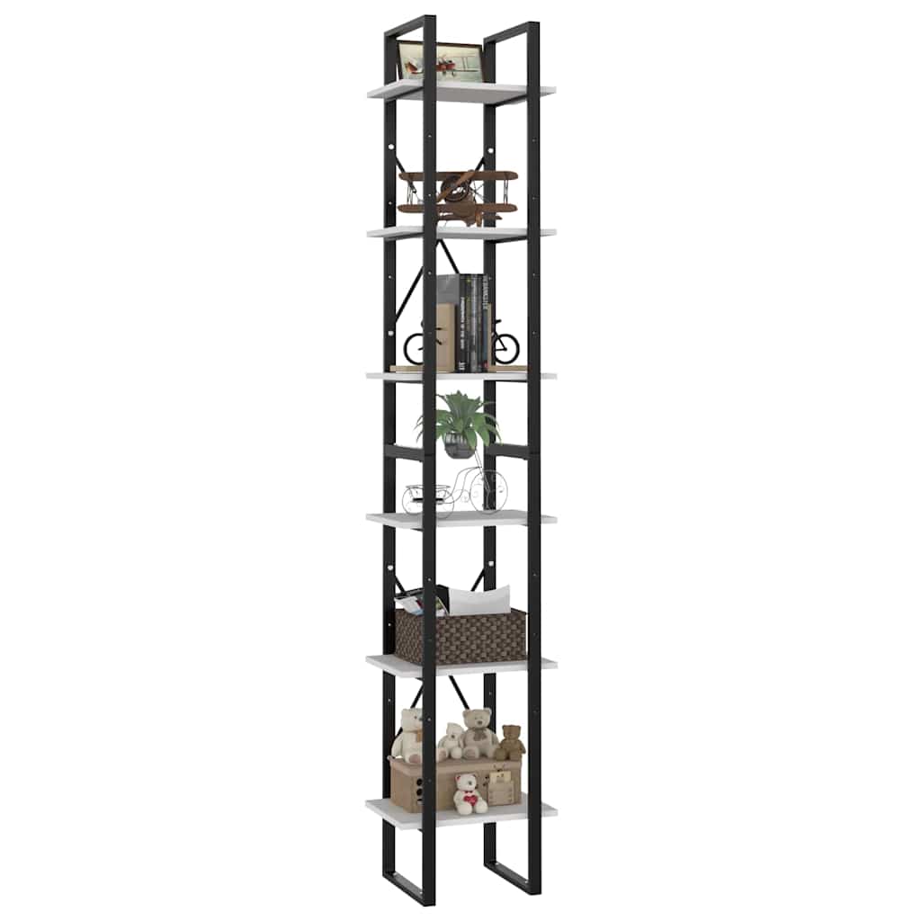 Libreria a 6 Ripiani Bianca 40x30x210 cm in Legno Multistrato