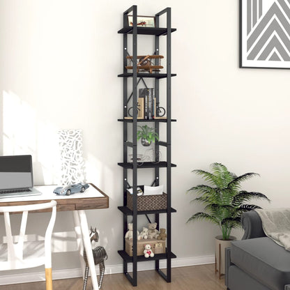 Libreria a 6 Ripiani Nera 40x30x210 cm in Legno Multistrato