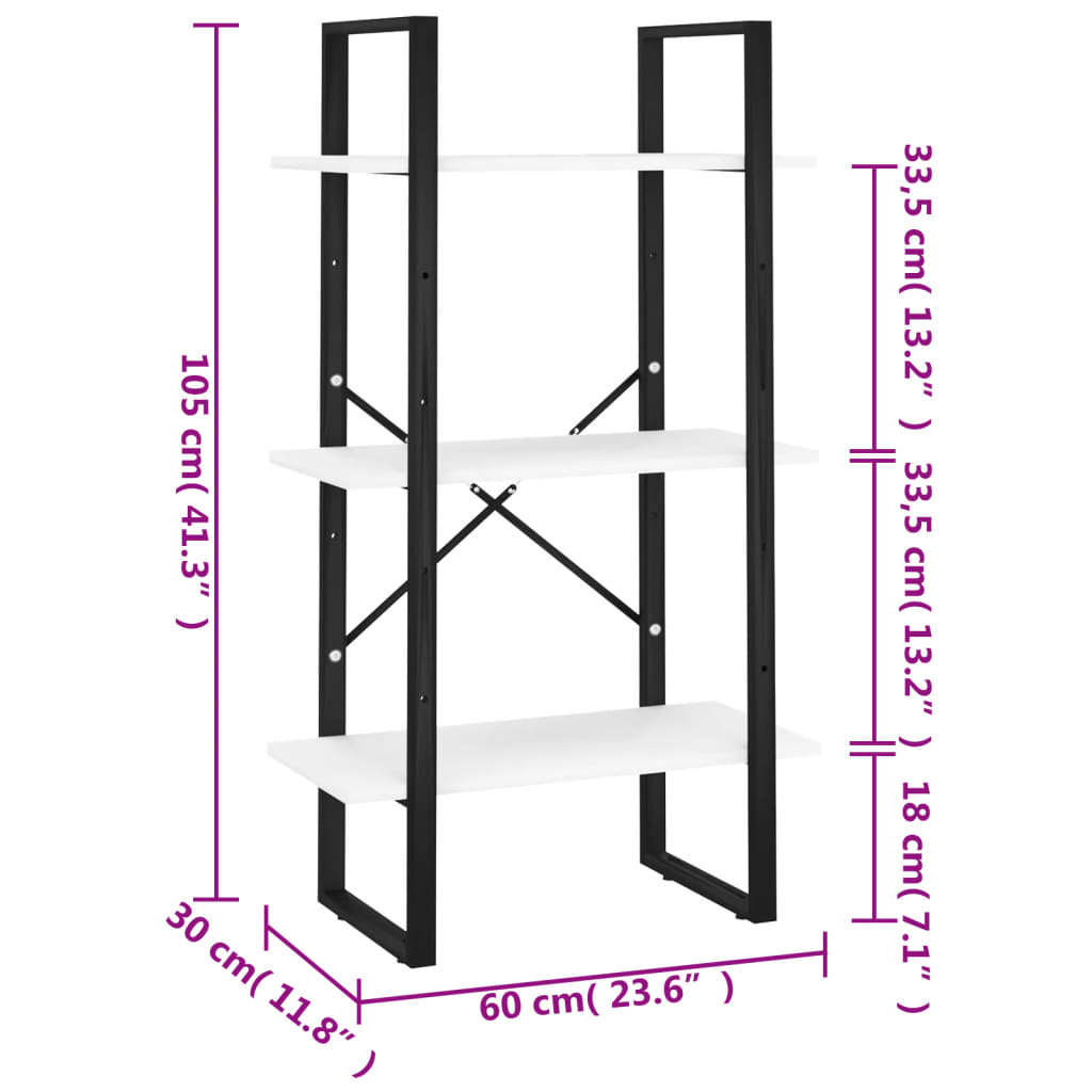 Scaffale Portaoggetti Bianco 60x30x105 cm Legno Multistrato | homemem39