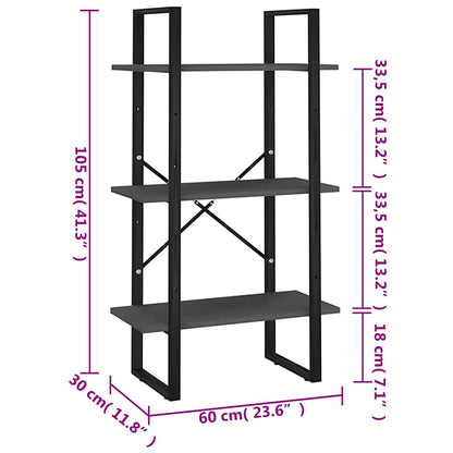 Scaffale Portaoggetti Grigio 60x30x105 cm Legno Multistrato